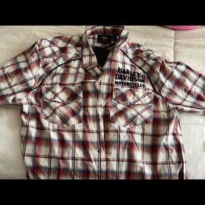 Plaid Harley Davison button up shirt